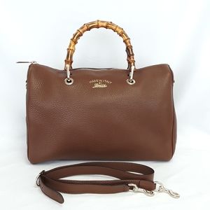 New GUCCI 353124 Bamboo leather crossbody bag